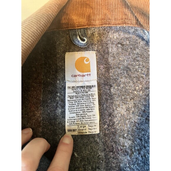 Vtg Carhartt Denim Jacket C59 DST Chore Coat Blanket Lined Sz L USA Union Made - Picture 5 of 7